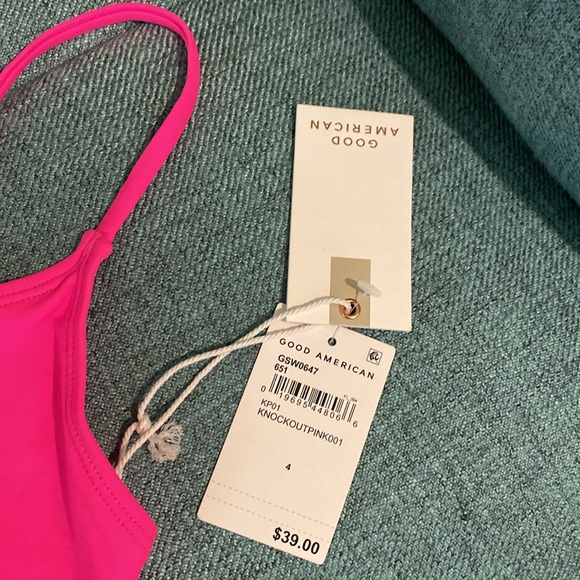 Good American Womens Deep Scoop Knockout Pink Bikini Swim Top Sz.XL - Picture 4 of 7